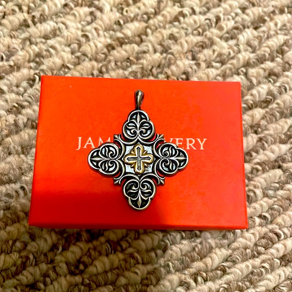 Retire James Avery silver and gold cross pendant charm